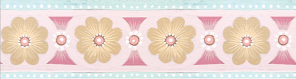 Decorative border with floral and leaf patterns on a striped background